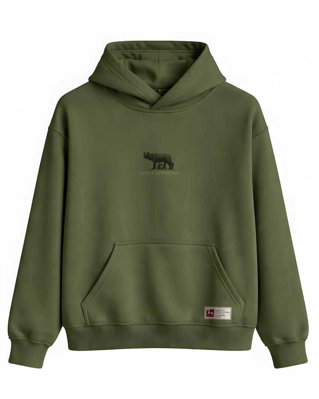 Lupa Capitolina Hoodie – Kuruluş Efsanesi Temalı Haki Kapüşonlu Sweatshirt | Unisex