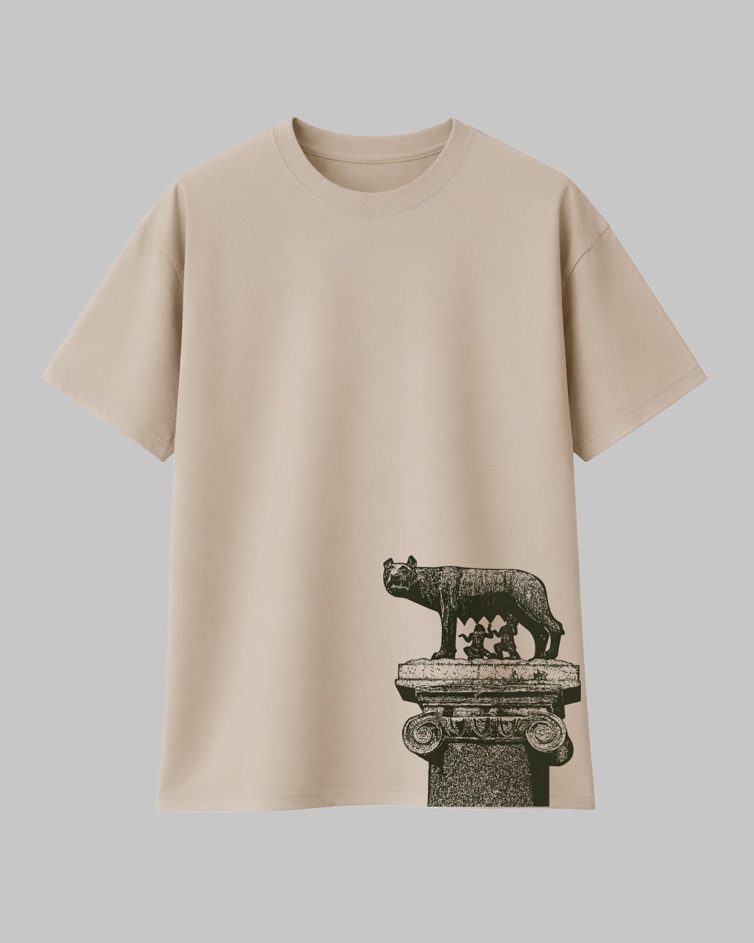Lupa Capitolina Roma Kuruluş Efsanesi Temalı Haki Regular %100 Pamuklu Tshirt - The Horda
