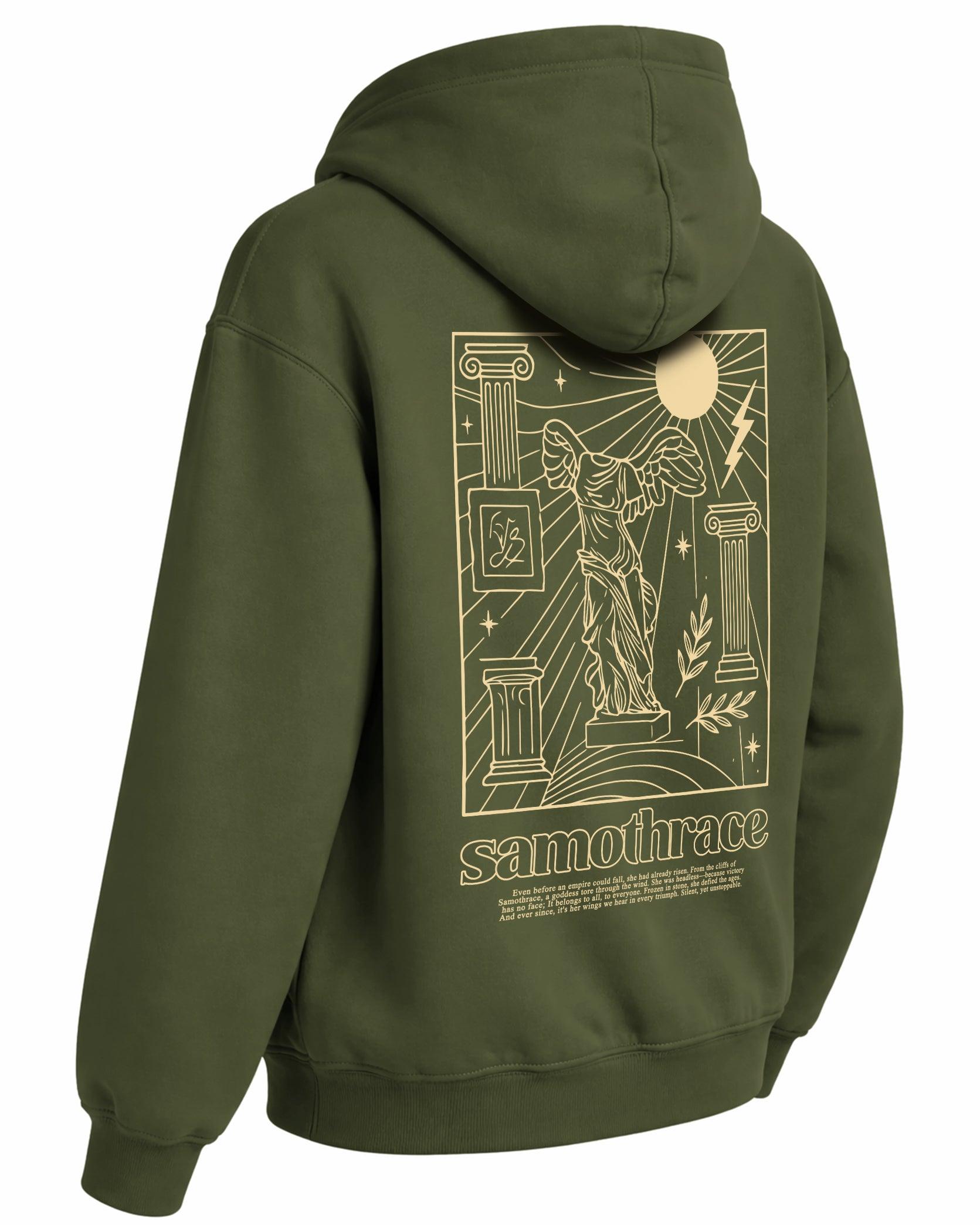 Samothrace Hoodie – Kanatlı Zafer (Nike) Heykeli Temalı Kapüşonlu Sweatshirt | Antik Sanat Unisex - The Horda