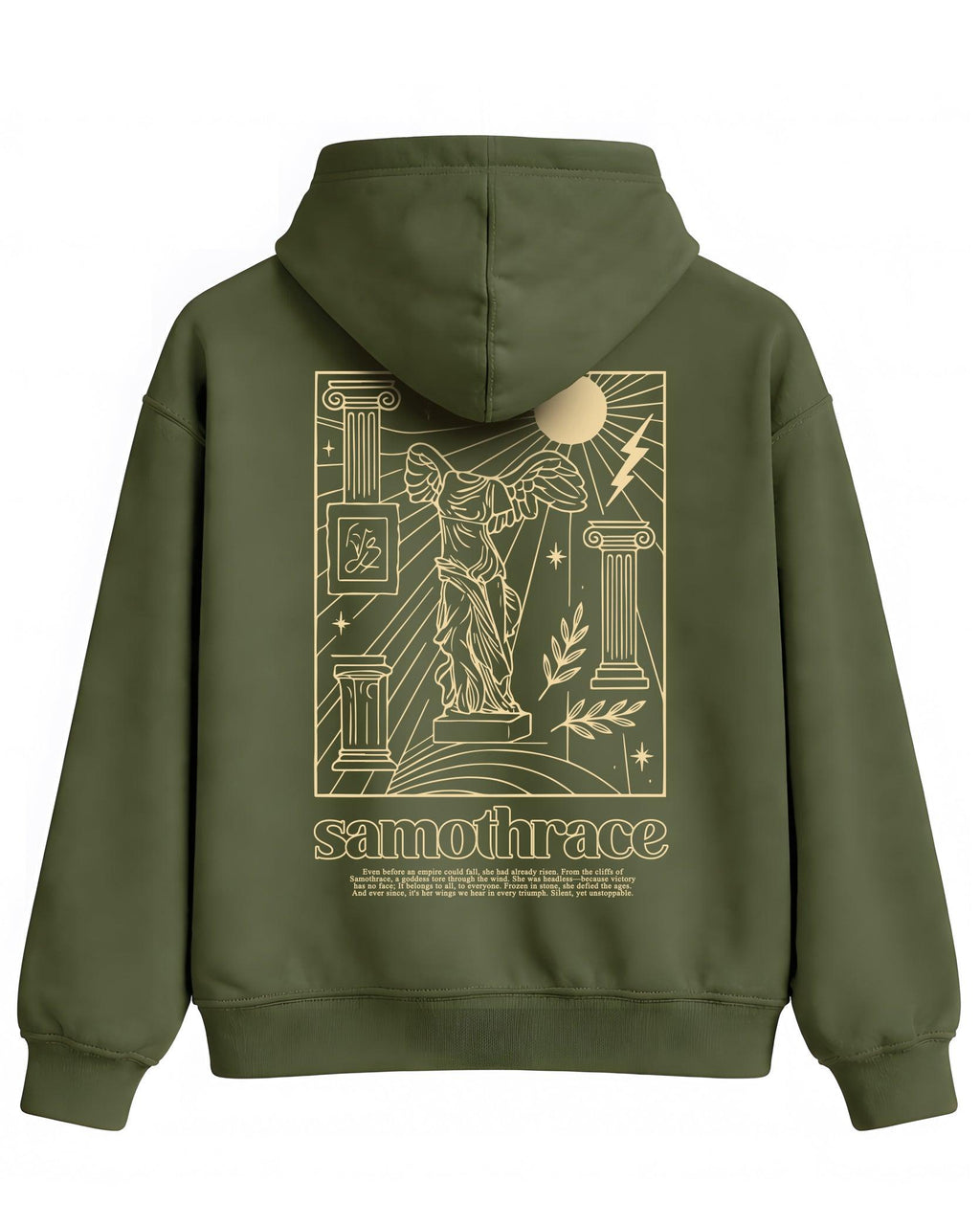 Samothrace Hoodie – Kanatlı Zafer (Nike) Heykeli Temalı Kapüşonlu Sweatshirt | Antik Sanat Unisex - The Horda