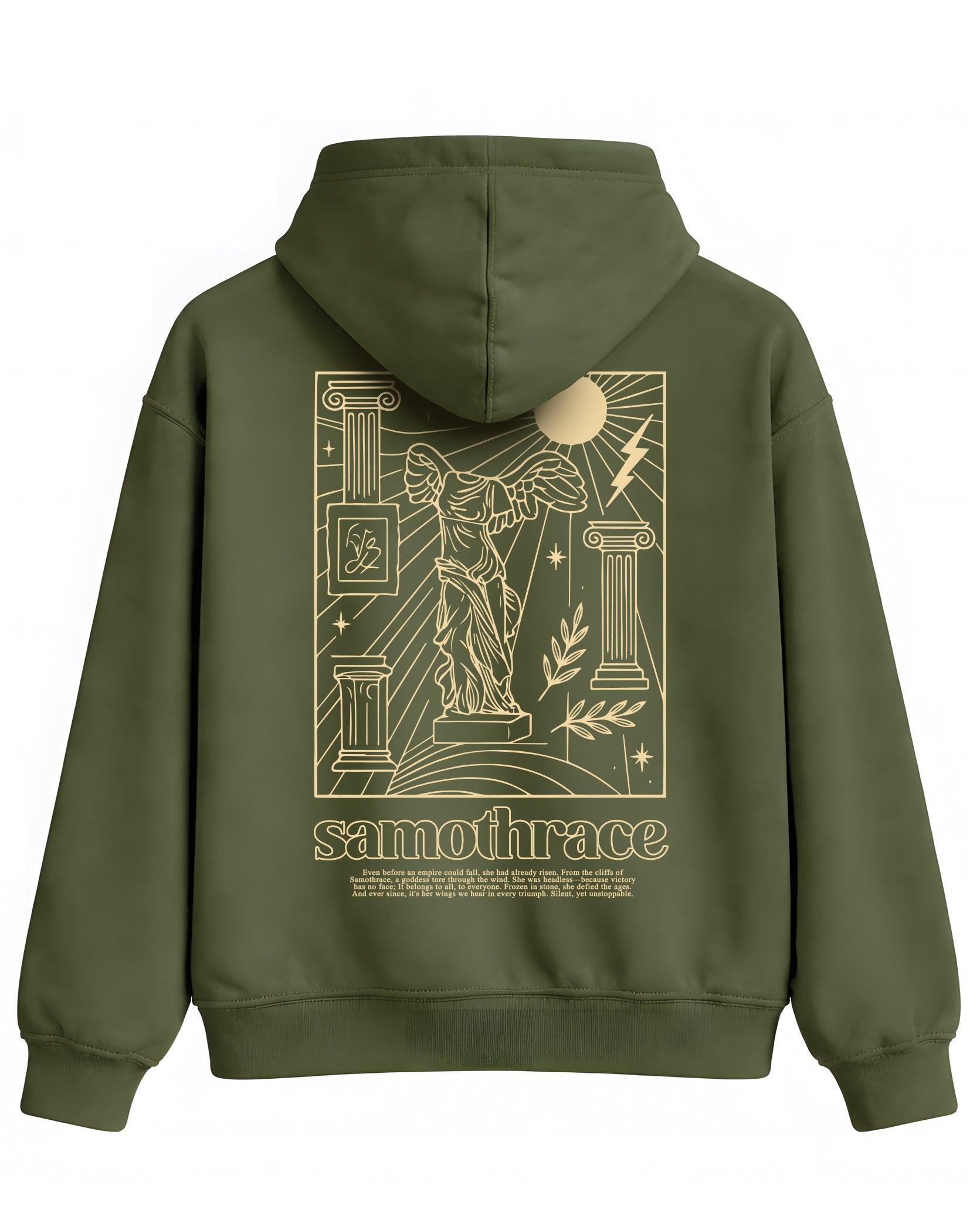 Samothrace Hoodie – Kanatlı Zafer (Nike) Heykeli Temalı Kapüşonlu Sweatshirt | Antik Sanat Unisex - The Horda