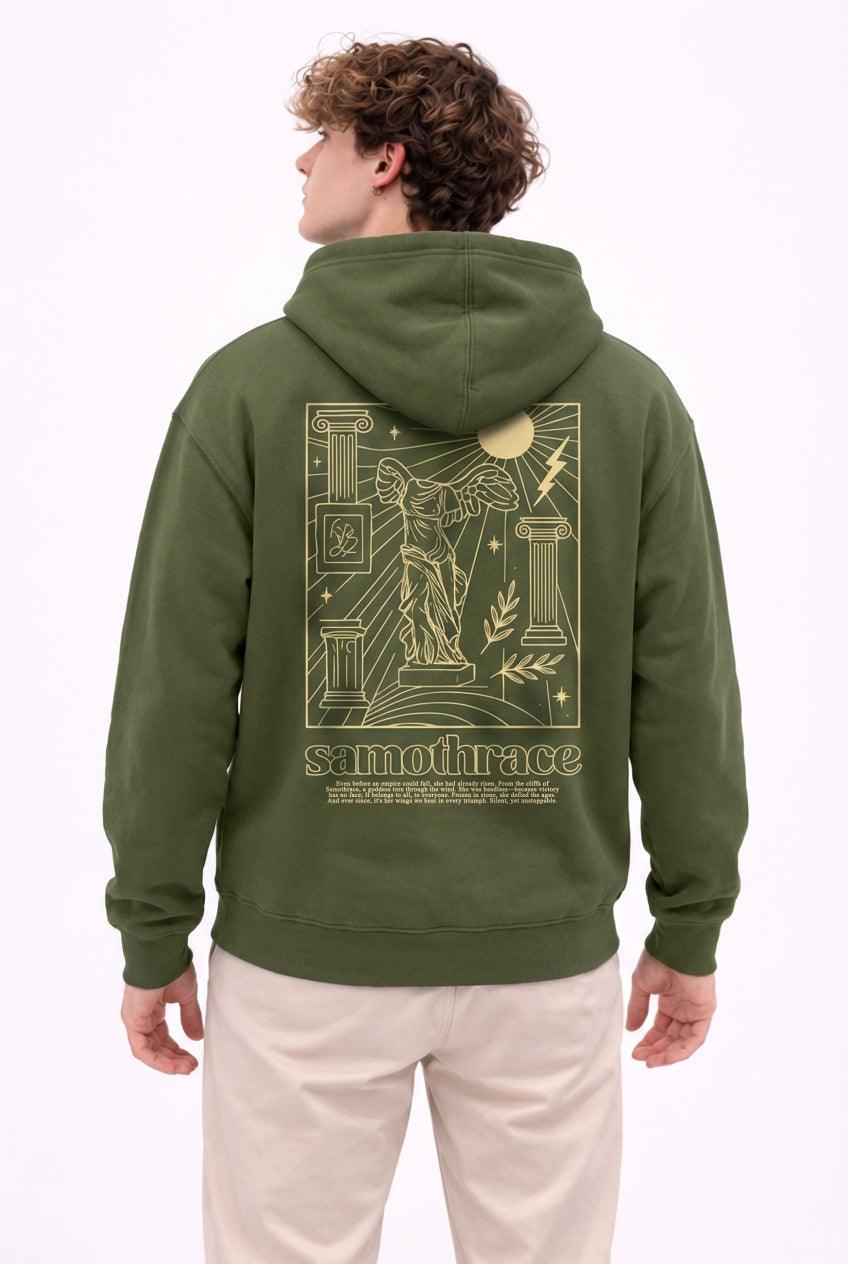 Samothrace Hoodie – Kanatlı Zafer (Nike) Heykeli Temalı Kapüşonlu Sweatshirt | Antik Sanat Unisex - The Horda