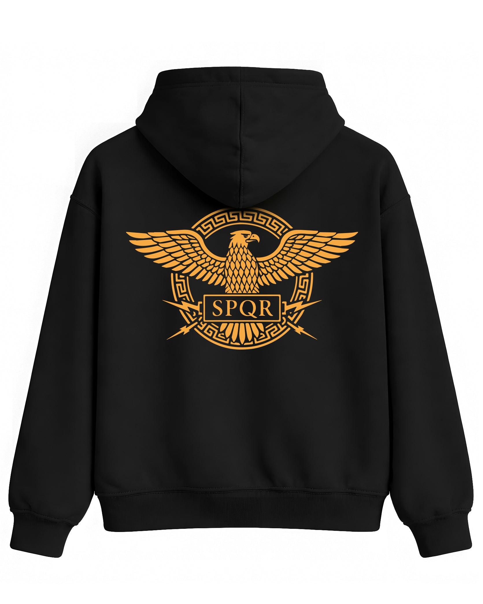 SPQR Hoodie – Roma Kartalı ve İmparatorluk Amblemi SPQR Temalı Kapüşonlu Sweatshirt | Unisex - The Horda