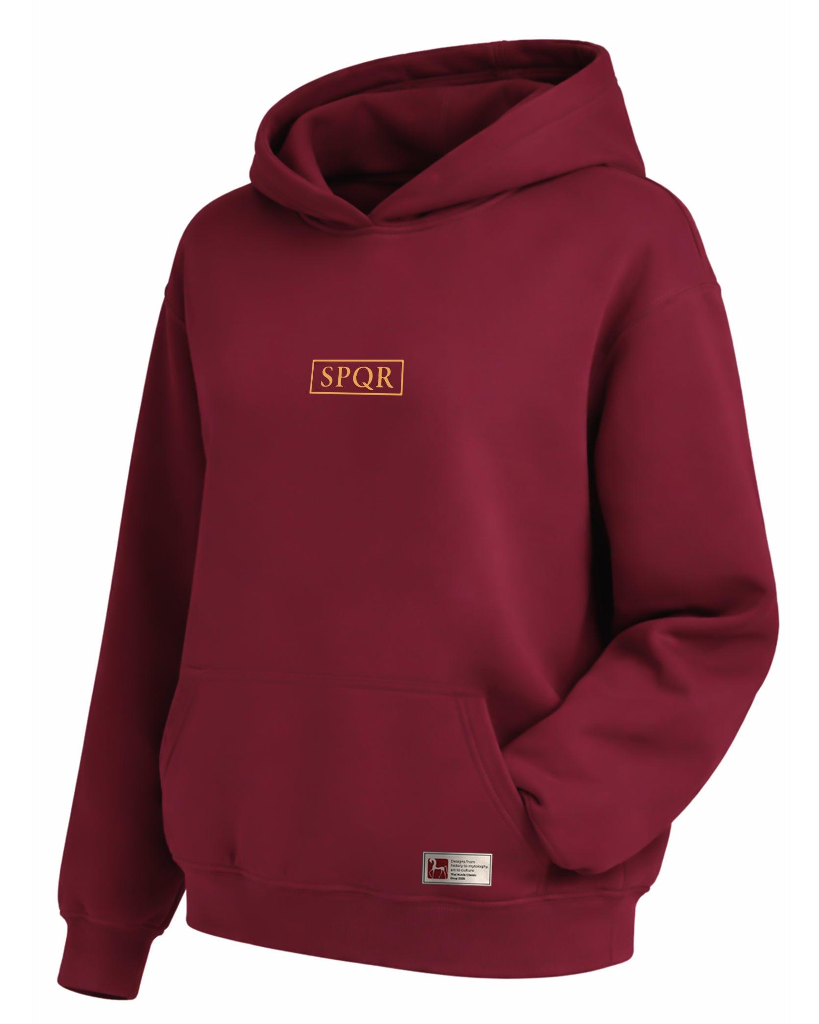 SPQR Hoodie – Roma Kartalı ve İmparatorluk Amblemi SPQR Temalı Kapüşonlu Sweatshirt | Unisex - The Horda