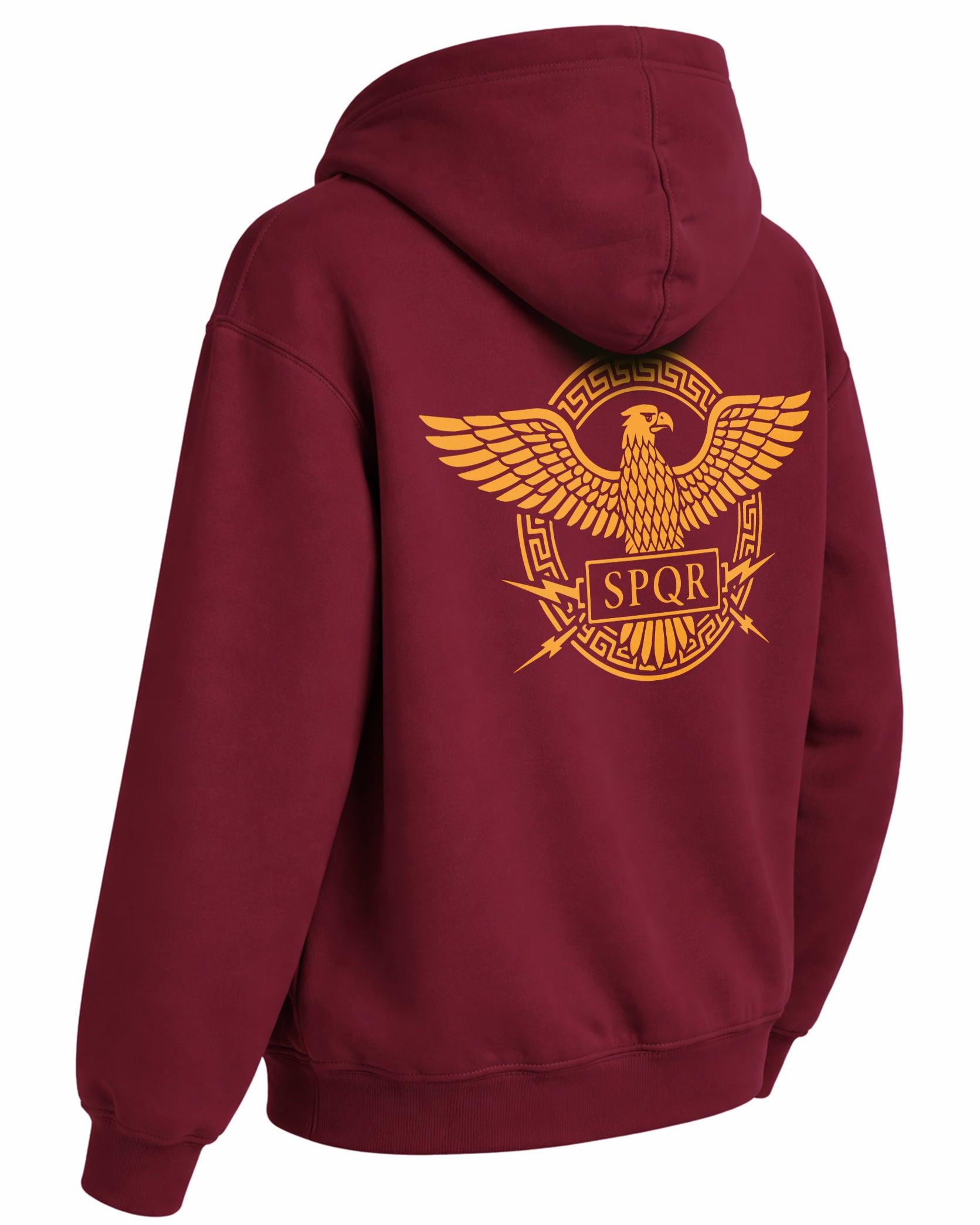 SPQR Hoodie – Roma Kartalı ve İmparatorluk Amblemi SPQR Temalı Kapüşonlu Sweatshirt | Unisex - The Horda