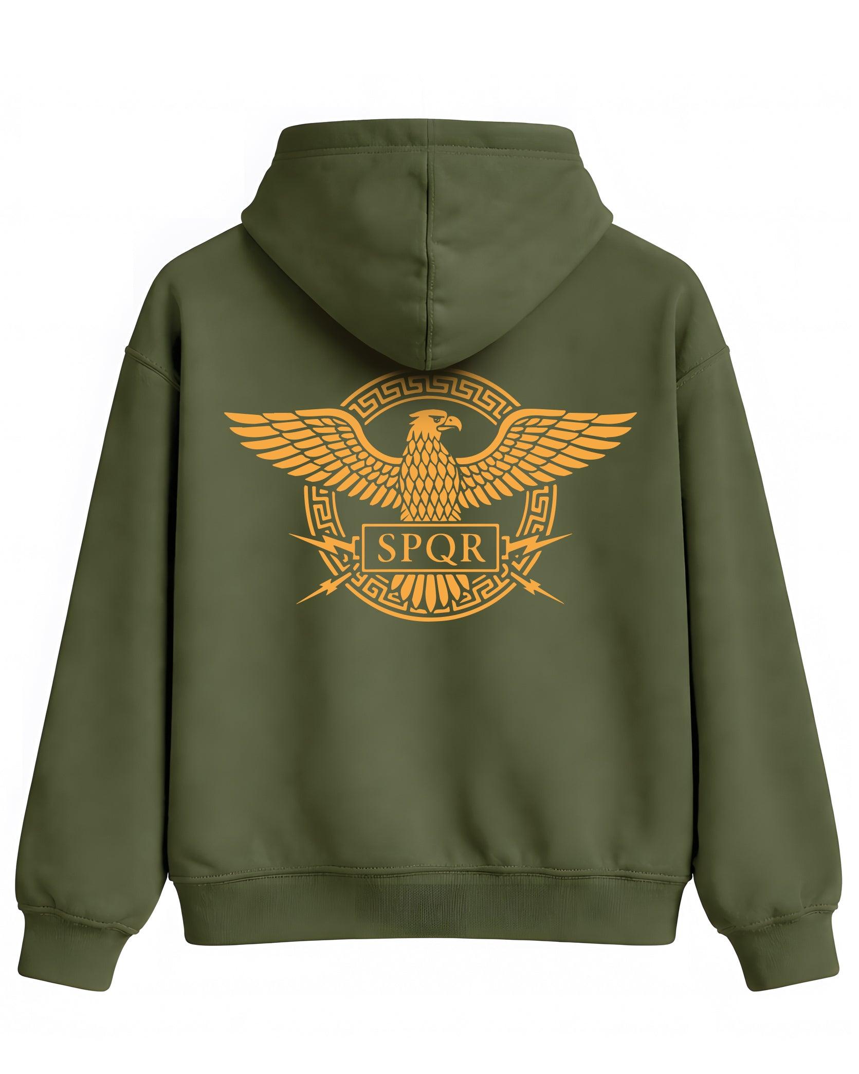 SPQR Hoodie – Roma Kartalı ve İmparatorluk Amblemi SPQR Temalı Kapüşonlu Sweatshirt | Unisex - The Horda