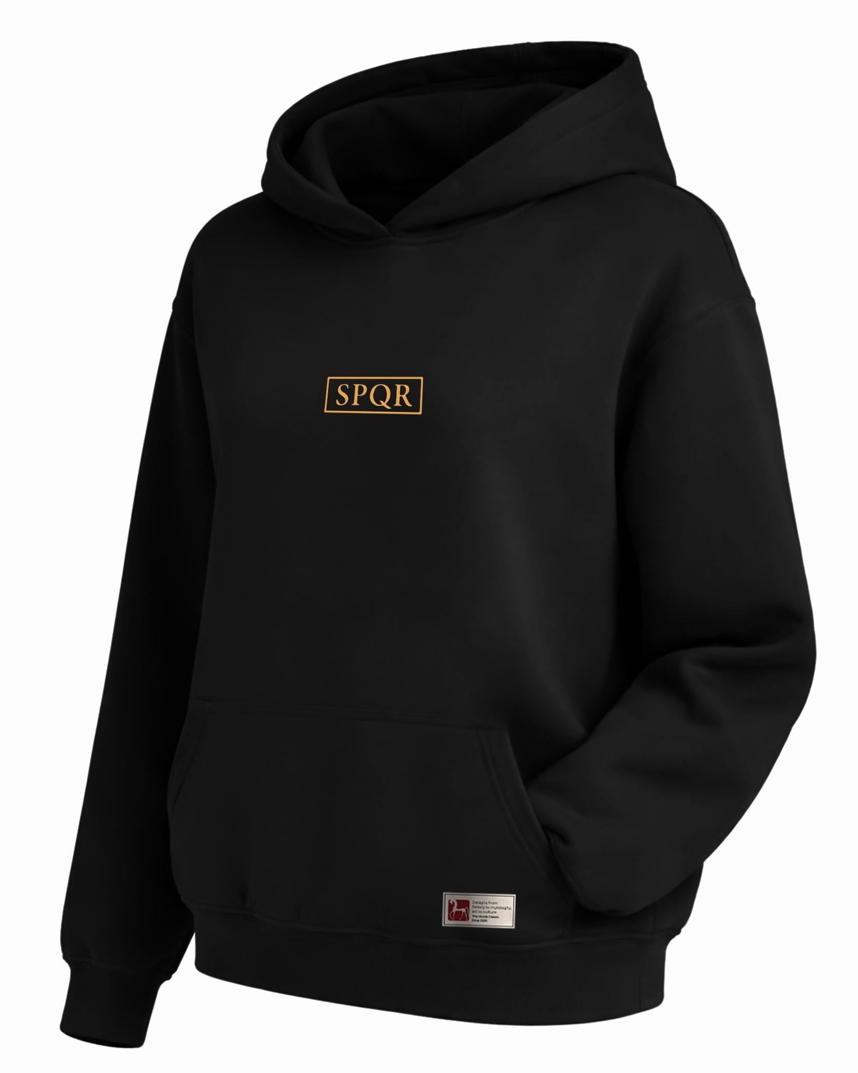 SPQR Hoodie – Roma Kartalı ve İmparatorluk Amblemi SPQR Temalı Kapüşonlu Sweatshirt | Unisex - The Horda