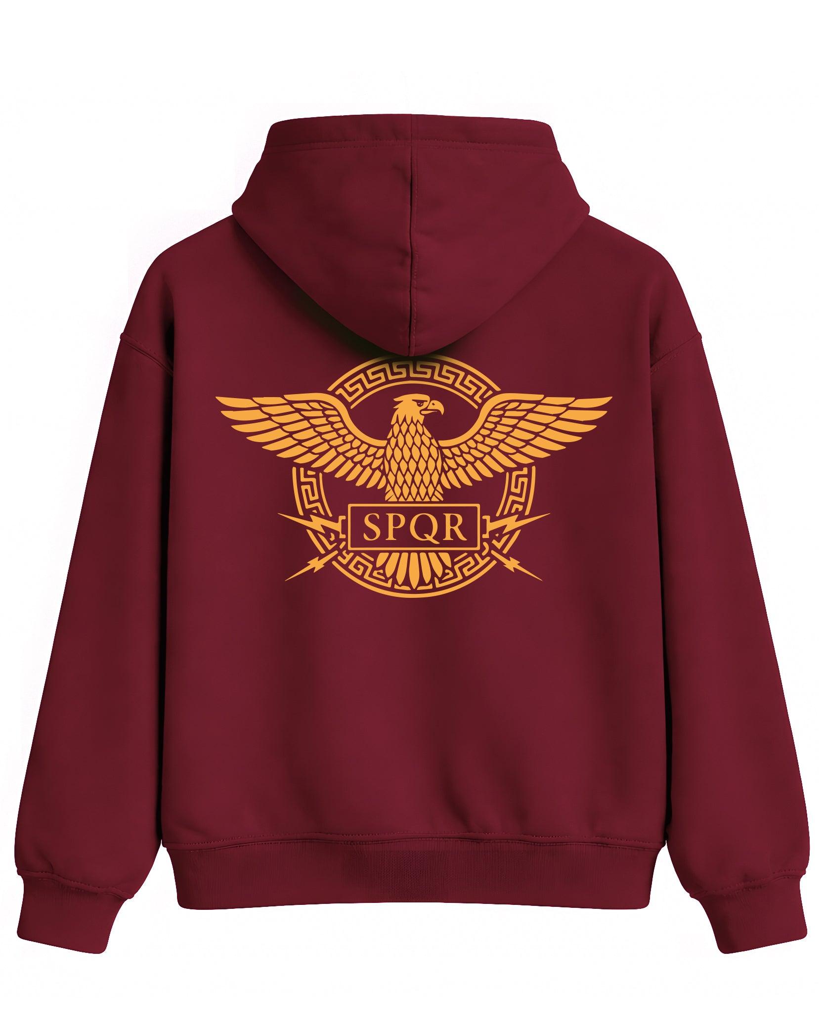 SPQR Hoodie – Roma Kartalı ve İmparatorluk Amblemi SPQR Temalı Kapüşonlu Sweatshirt | Unisex - The Horda