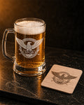 SPQR Tasarımlı Bira Bardağı & Ahşap Bardak Altlığı